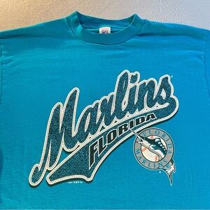 Vintage Logo 7 Florida Marlins MLB T Shirt Size XL 1997